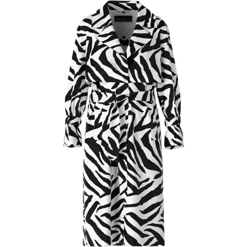White Zebra Print Trench Coat , female, Sizes: M - Marc Cain - Modalova