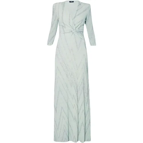 Long Chevron Print Dress with Lurex® Details , female, Sizes: M - Liu Jo - Modalova