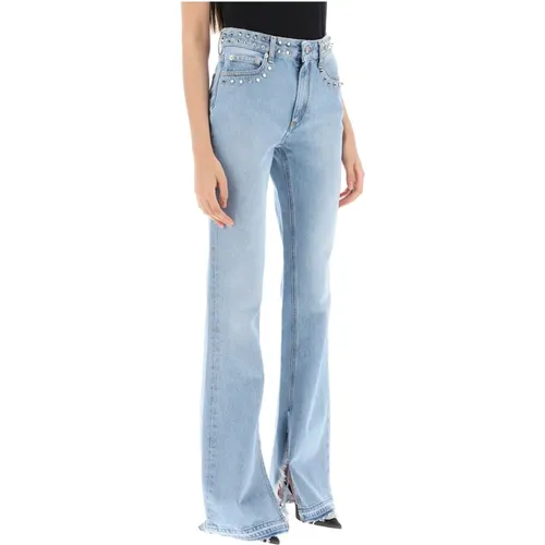 Ausgestellte Jeans mit Nieten in heller Waschung , Damen, Größe: W27 - Alessandra Rich - Modalova