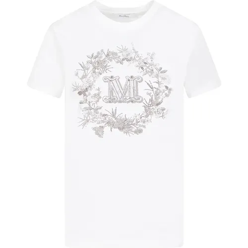 Weiße Baumwoll-T-Shirt mit M Monogramm - Max Mara - Modalova