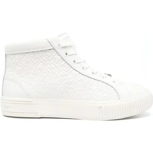 Leder High Top Sneakers , Damen, Größe: 41 EU - Tommy Hilfiger - Modalova