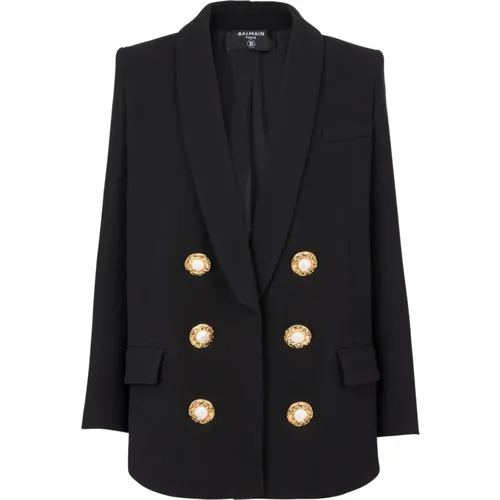 Crepe jacket with a shawl collar , female, Sizes: XS, S, M - Balmain - Modalova