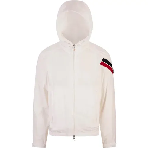 Windbreaker Jacket with Tricolor Stripes , male, Sizes: M, XL - Moncler - Modalova