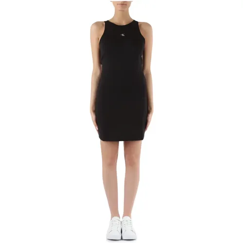 Round Neck Sleeveless Logo Print Dress , female, Sizes: M, L, XS - Calvin Klein Jeans - Modalova