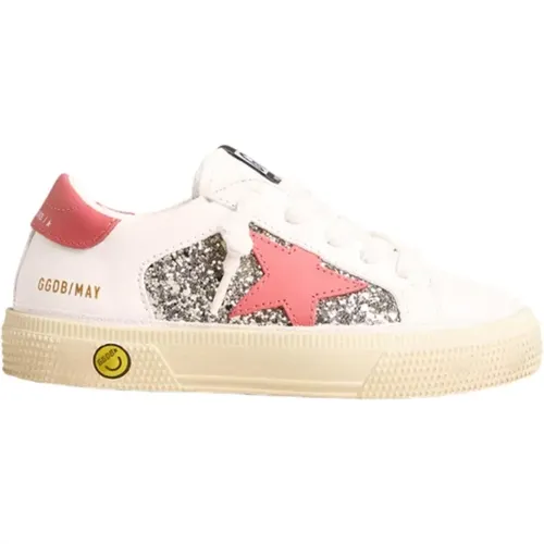 Rote Leder Kinder Sneakers mit Smiley-Detail - Golden Goose - Modalova