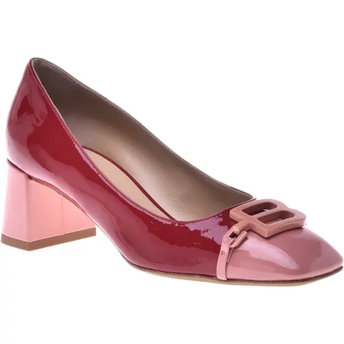 Pink and red calfLeather leather court shoes , female, Sizes: 8 UK, 6 1/2 UK, 5 UK, 4 UK, 6 UK, 7 UK - Baldinini - Modalova