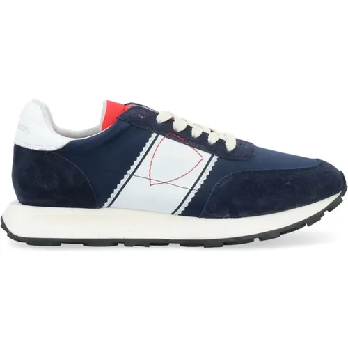 Blau Weiße Low-Top Sneakers , Herren, Größe: 42 EU - Philippe Model - Modalova