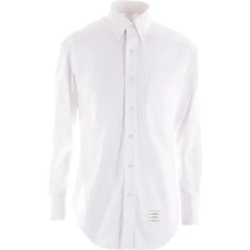 Weißes Oxford Baumwollhemd mit Tricolor-Detail - Thom Browne - Modalova