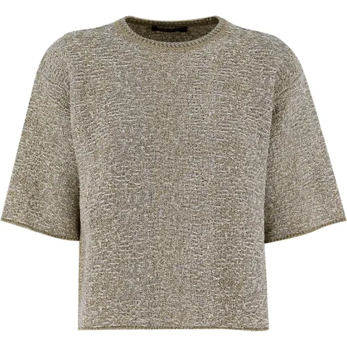 Minimal Elegance Tweed Stitch T-Shirt , female, Sizes: L - Fabiana Filippi - Modalova
