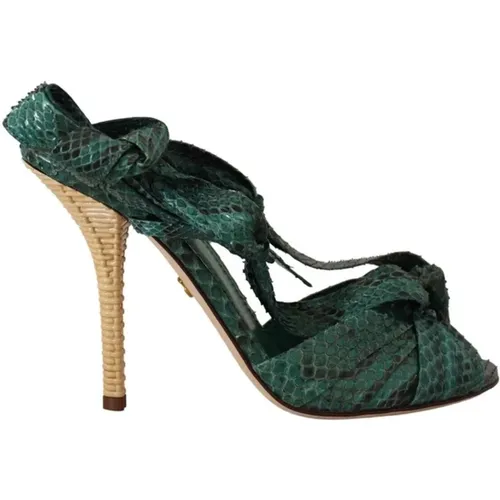 Smaragd Exotische Leder High Heels Sandalen - Dolce & Gabbana - Modalova