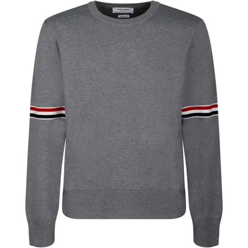 Light Grey Milano Stripe Pullover , male, Sizes: L, XL - Thom Browne - Modalova
