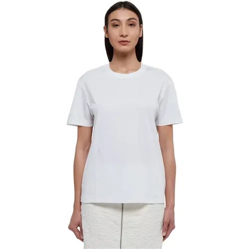 Weiße Baumwoll-T-Shirt mit kurzen Ärmeln , Damen, Größe: L - Jil Sander - Modalova