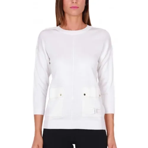 Soft Wool Blend Sweater with Pockets , female, Sizes: M - Elisabetta Franchi - Modalova