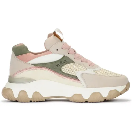 Hyperactive Mid Cut Green Pink Sneaker , female, Sizes: 7 UK - Hogan - Modalova