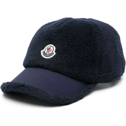 Faux-Shearling Logo Patch Hat , male, Sizes: M, S - Moncler - Modalova