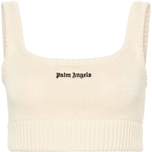 Weißes Baumwoll-Cropped-Top - Palm Angels - Modalova