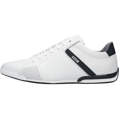 Weiße Leder Low Top Sneakers , Herren, Größe: 45 EU - Hugo Boss - Modalova