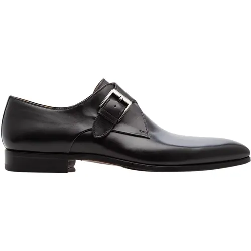 Schwarzer Leder Monk Strap Schuh , Herren, Größe: 44 EU - Magnanni - Modalova