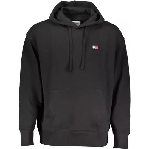 Schwarzer Baumwollpullover mit Kapuze , Herren, Größe: S - Tommy Hilfiger - Modalova