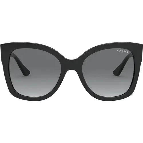 Schwarze/Grau getönte Sonnenbrille , Damen, Größe: 54 MM - Vogue - Modalova