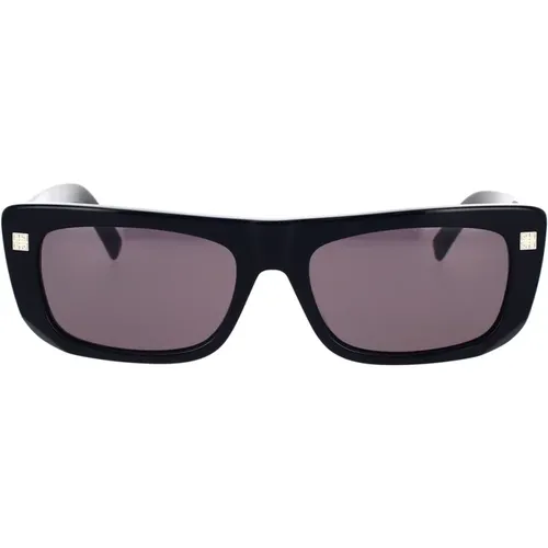 Geometrische Sonnenbrille mit schwarzem Acetatrahmen und grauen organischen Gläsern , Damen, Größe: 57 MM - Givenchy - Modalova