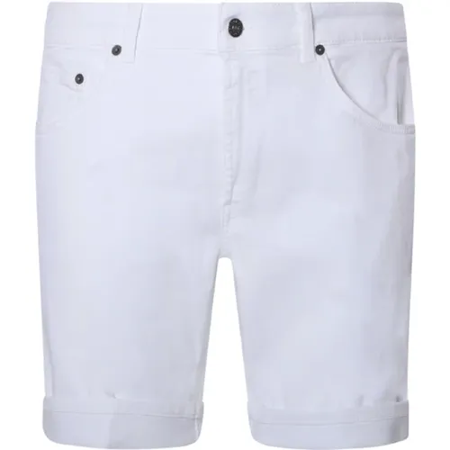 Denim Shorts with Front Zip and Buttoned Waistband , male, Sizes: W30 - Dondup - Modalova