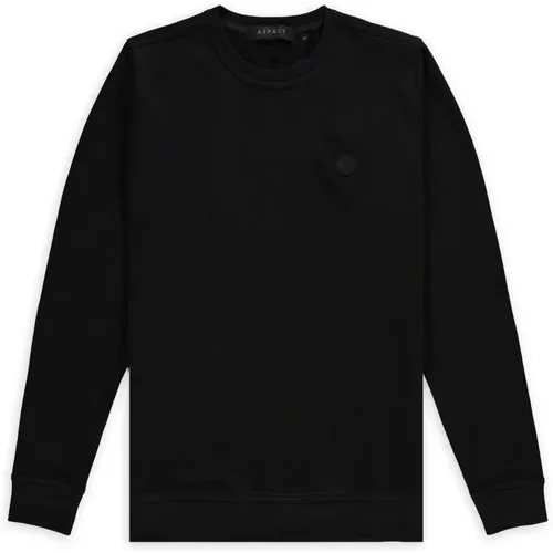 Schwarzer Lederpullover - Trendy Design , Herren, Größe: L - Aspact - Modalova