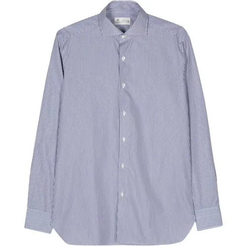 Italian Striped Cotton Shirt , male, Sizes: XL, 3XL, 4XL, L - Borrelli - Modalova