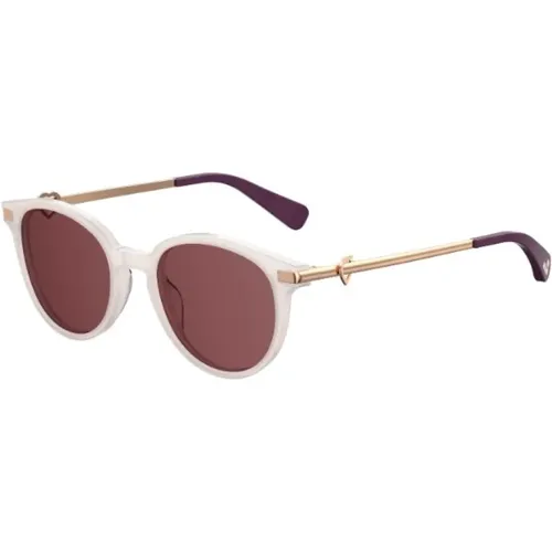 Stylische Sonnenbrille in Bordeaux und Weiß , Damen, Größe: 51 MM - Love Moschino - Modalova