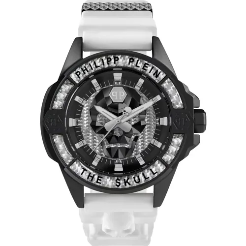 Carbon Fiber Skull Watch , male, Sizes: ONE SIZE - Philipp Plein - Modalova