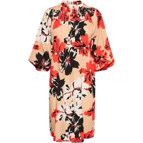Kurzes Kleid mit Blumenmuster und Puffärmeln , Damen, Größe: XL - InWear - Modalova