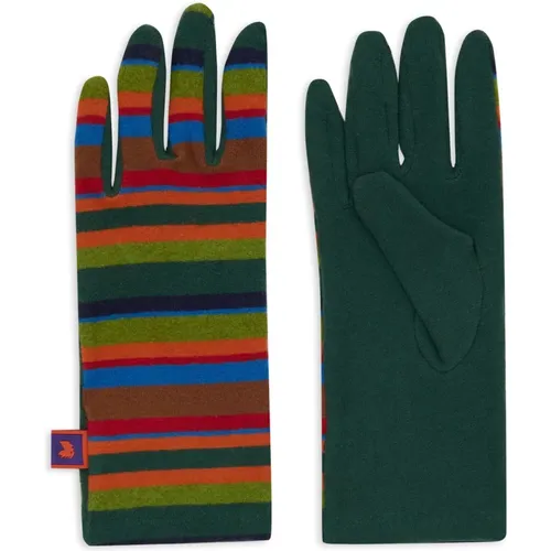 Grüne Gestreifte Fleece Handschuhe - Gallo - Modalova