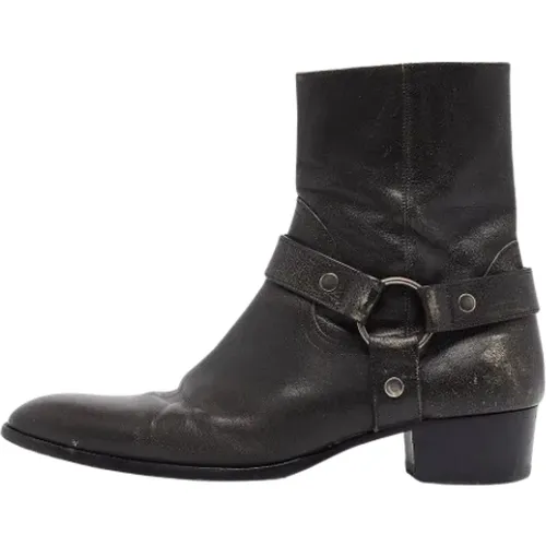 Pre-owned Leather boots , male, Sizes: 9 1/2 UK - Yves Saint Laurent Vintage - Modalova
