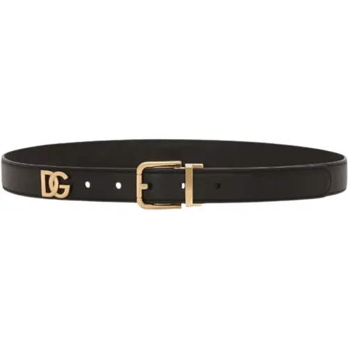 Logo-Plakette Gürtel Goldfarbene Hardware , Damen, Größe: 95 CM - Dolce & Gabbana - Modalova