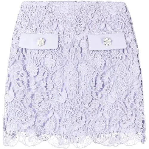 Lilac guipure mini skirt , female, Sizes: 2XS, XS - Self Portrait - Modalova