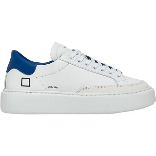 Weiße-Blaue Leder Sneakers für Frauen , Damen, Größe: 40 EU - D.a.t.e. - Modalova