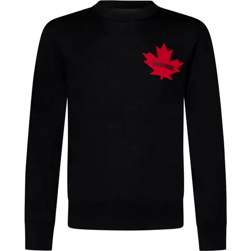 Leaf Crewneck Sweater Aw24 , male, Sizes: S, M, 2XL, L, XL - Dsquared2 - Modalova