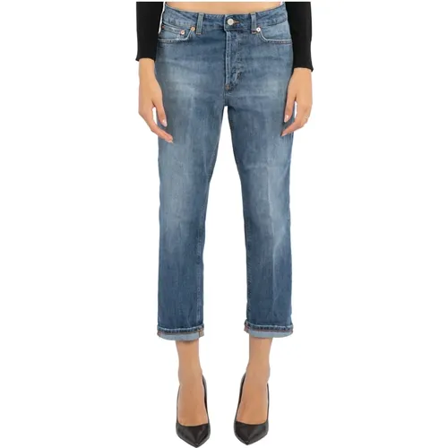 Blaue Loose Fit Jeans mit versteckter Knopfleiste , Damen, Größe: W24 - Dondup - Modalova