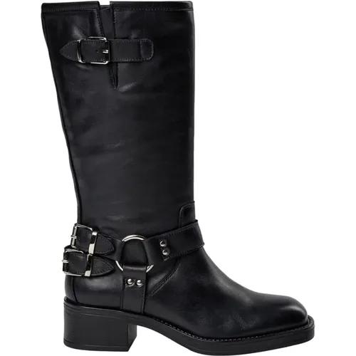 Chunky Heel Schwarze Lederstiefel , Damen, Größe: 41 EU - Sofie Schnoor - Modalova