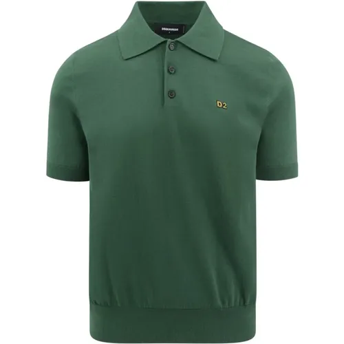 Knitted Polo with Plate Branding , male, Sizes: M, L - Dsquared2 - Modalova