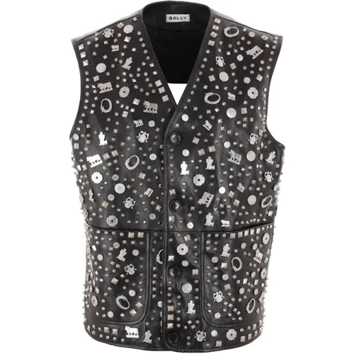 Studded Leather Black Jacket Bally - Bally - Modalova