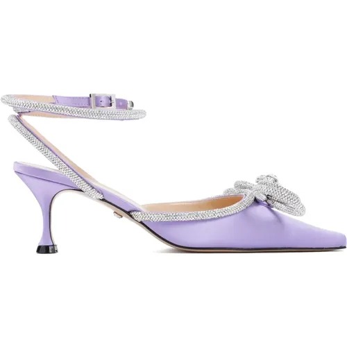 Lavender Satin Double Bow Kitten Heels , female, Sizes: 4 UK - Mach & Mach - Modalova
