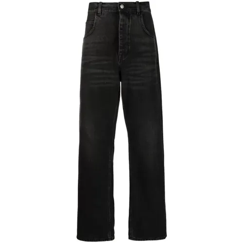 Schwarze Baumwoll Straight-Leg Jeans , Herren, Größe: W32 - Haikure - Modalova