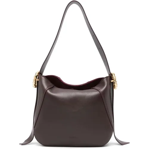 Bordeaux Leather Melodie Hobo Bag , female, Sizes: ONE SIZE - Lanvin - Modalova