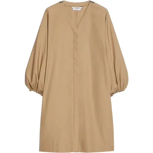 Baumwoll V-Ausschnitt Kleid mit Lurex Detail , Damen, Größe: XS - Max Mara - Modalova