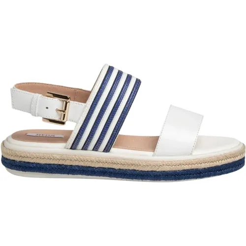 Blue Casual Flat Sandals , female, Sizes: 3 1/2 UK, 5 UK, 4 1/2 UK - Geox - Modalova