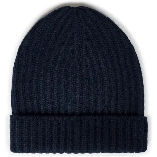 Cashmere Fisherman's Rib Knit Hat , male, Sizes: ONE SIZE - Malo - Modalova