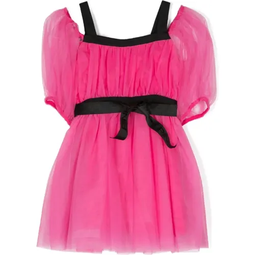 Layered tulle dress with balloon sleeves , female, Sizes: M, 2XS, S, XS - pinko - Modalova