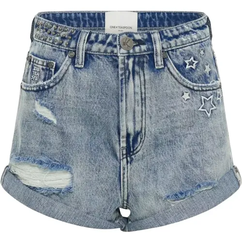 High-Waist Denim Shorts mit Nieten - One Teaspoon - Modalova