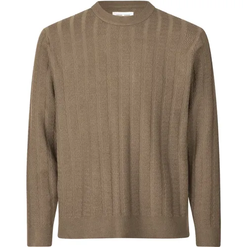 Textured Zigzag Round Neck Sweater , male, Sizes: L - Samsøe Samsøe - Modalova